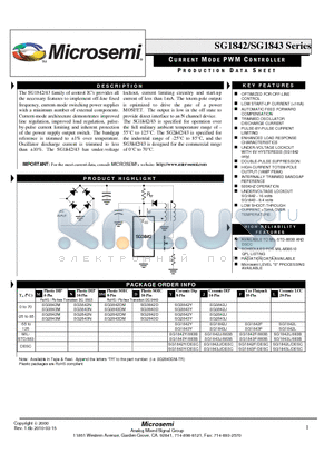 SG1842 datasheet - CURRENT MODE PWM CONTROLLER