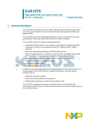 UJA1076TW/3V3 datasheet - High-speed CAN core system basis chip