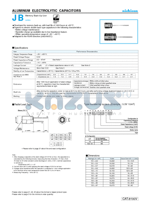 UJB0L333THD datasheet - ALUMINUM ELECTROLYTIC CAPACITORS