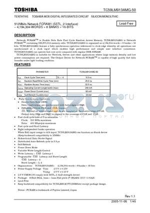 TC59LM913AMG-50 datasheet - MOS DIGITAL INTEGRATED CIRCUIT SILICON MONOLITHIC