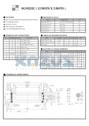 SG19232C datasheet - 12 DOTS X 2 DOTS