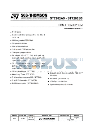 ST7282A5 datasheet - ROM FROM EPROM