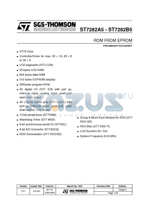 ST7282B5 datasheet - ROM FROM EPROM