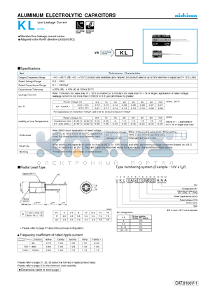 UKL0J152MDD datasheet - ALUMINUM ELECTROLYTIC CAPACITORS