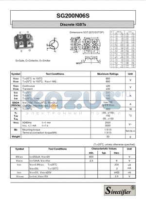 SG200N06S datasheet - Discrete IGBTs