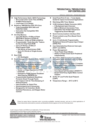 TMS320LC2401A datasheet - DSP CONTROLLERS