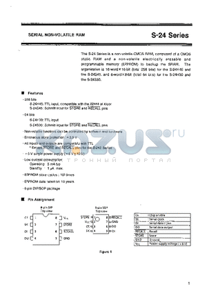 S-24 datasheet - SERIAL NON-VOLATILE RAM