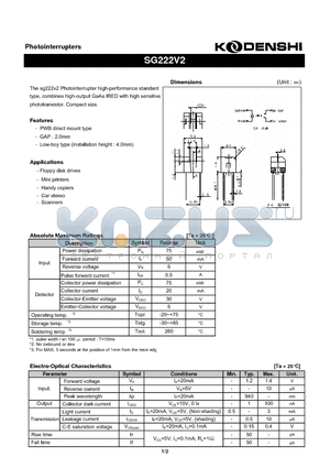 SG222V2 datasheet - Photointerrupters