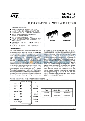 SG2525A datasheet - REGULATING PULSE WIDTH MODULATORS