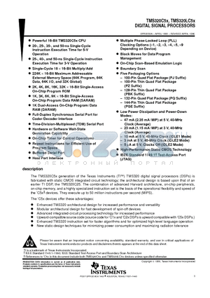 TMS320LC52 datasheet - DIGITAL SIGNAL PROCESSORS