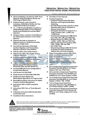 TMS320LC542 datasheet - FIXED-POINT DIGITAL SIGNAL PROCESSORS