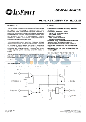 SG2540 datasheet - OFF-LINE START-UP CONTROLLER