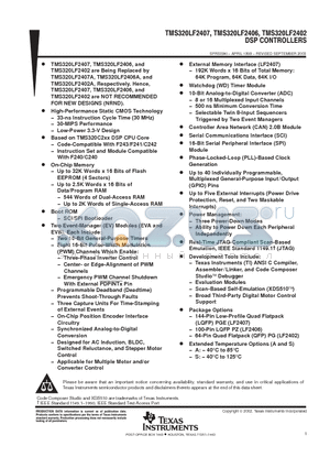 TMS320LF24 datasheet - DSP CONTROLLERS