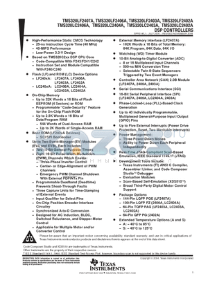 TMS320LF2403APAGS datasheet - DSP CONTROLLERS
