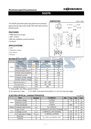 SG276 datasheet - PhotoInterrupter(Transimissive)