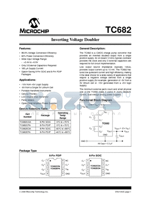 TC682EOA datasheet - Inverting Voltage Doubler