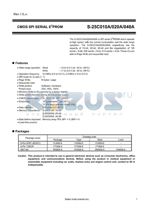 S-25C020A01-I8T1G datasheet - CMOS SPI SERIAL E2PROM