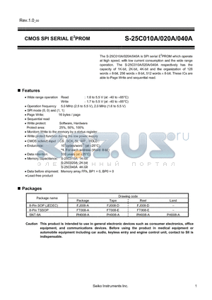 S-25C020A01-T8T1G datasheet - CMOS SPI SERIAL E2PROM