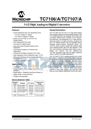 TC7106_06 datasheet - 3-1/2 Digit Analog-to-Digital Converters