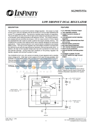 SG29055 datasheet - LOW DROPOUT DUAL REGULATOR