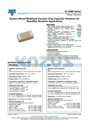 VJ1812Y472KBGAT4X datasheet - Surface Mount Multilayer Ceramic Chip Capacitor Solutions for Boardflex Sensitive Applications