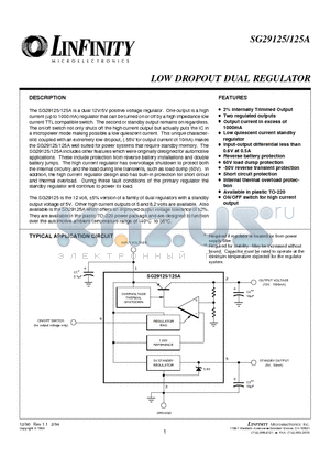 SG29125 datasheet - LOW DROPOUT DUAL REGULATOR