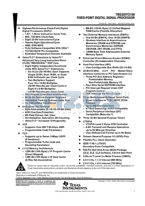 TMS320TCI100BGLZA7 datasheet - FIXED-PIONT DIGTAL SIGNAL PROCESSOR