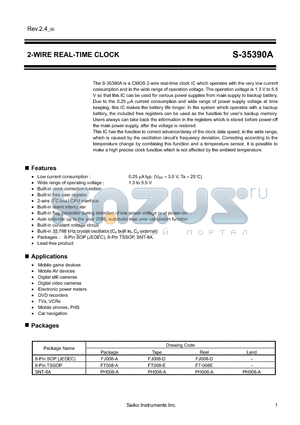 S-35390A-T8T1G datasheet - 2-WIRE REAL-TIME CLOCK