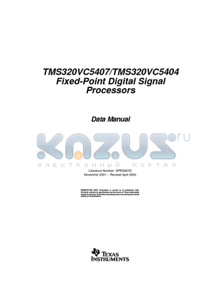 TMS320VC5407GGU datasheet - Fixed-Point Digital Signal Processors