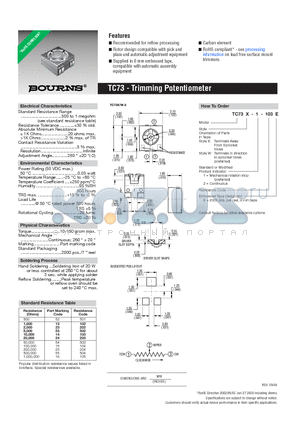 TC73W-1-103E datasheet - Trimming Potentiometer