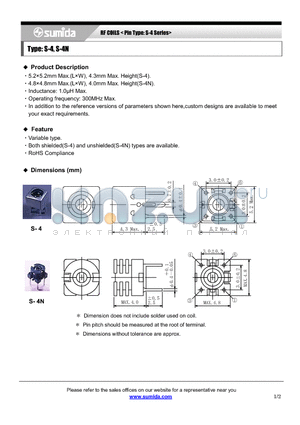 S-4 datasheet - RF COILS < Pin Type: S-4 Series>