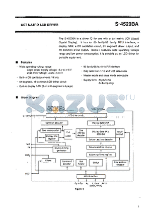 S-4520BA datasheet - DOT MATRIX LCD DRIVER