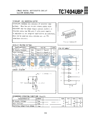 TC7404UBP datasheet - CMOS DIGITAL INTERGATED CIRCUIT SILICON MONOLITHIC