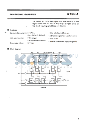 S-4640A datasheet - 64-bit THERMAL HEAD DRIVER