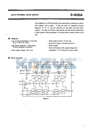 S-4620A datasheet - 64-bit THERMAL HEAD DRIVER