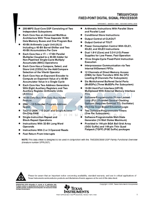 TMS320VC5420PGE datasheet - FIXED-POINT DIGITAL SIGNAL PROCESSOR