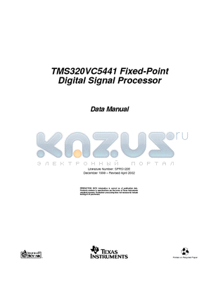 TMS320VC5441AGGU datasheet - TMS320VC5441 Fixed-Point Digital Signal Processor