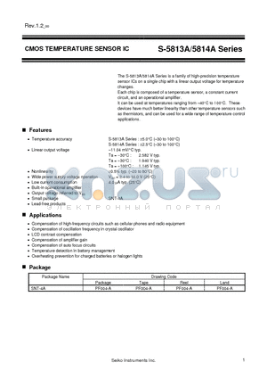 S-5814A datasheet - CMOS TEMPERATURE SENSOR IC