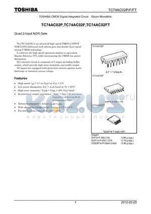 TC74AC02F_12 datasheet - Quad 2-Input NOR Gate