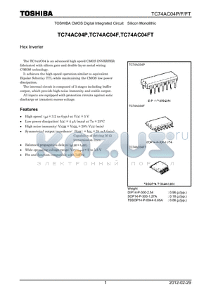 TC74AC04F_12 datasheet - Hex Inverter