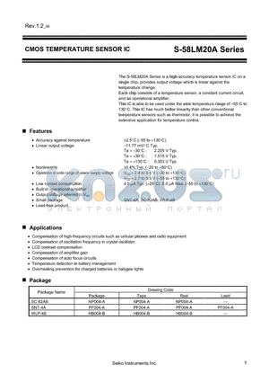 S-58LM20A-H4T1S datasheet - CMOS TEMPERATURE SENSOR IC