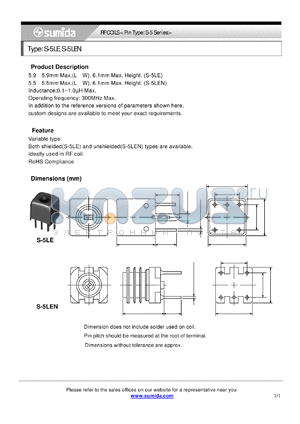 S-5LE datasheet - RF COILS < Pin Type: S-5 Series>