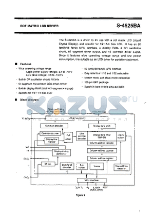 S-4525BACA datasheet - DOT MATRIX LCD DRIVER