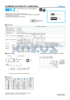 UKZ2A331MHM datasheet - ALUMINUM ELECTROLYTIC CAPACITORS