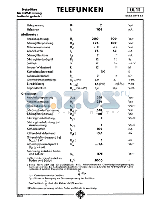 UL12 datasheet - ENDPENTODE