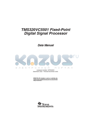TMS320VC5501GZZ300 datasheet - TMS320VC5501 Fixed-Point Digital Signal Processor