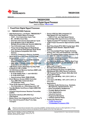 TMS320VC5505 datasheet - Fixed-Point Digital Signal Processor