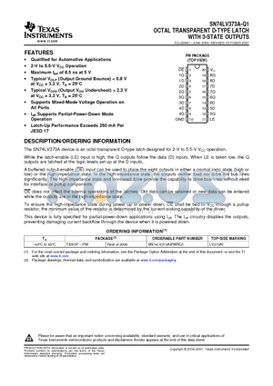 SN74LV373A-Q1 datasheet - OCTAL TRANSPARENT D-TYPE LATCH WITH 3-STATE OUTPUTS