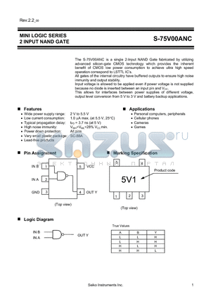 S-75L86ANC datasheet - MINI LOGIC SERIES 2 INPUT NAND GATE