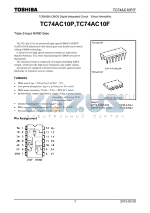 TC74AC10P_12 datasheet - Triple 3-Input NAND Gate